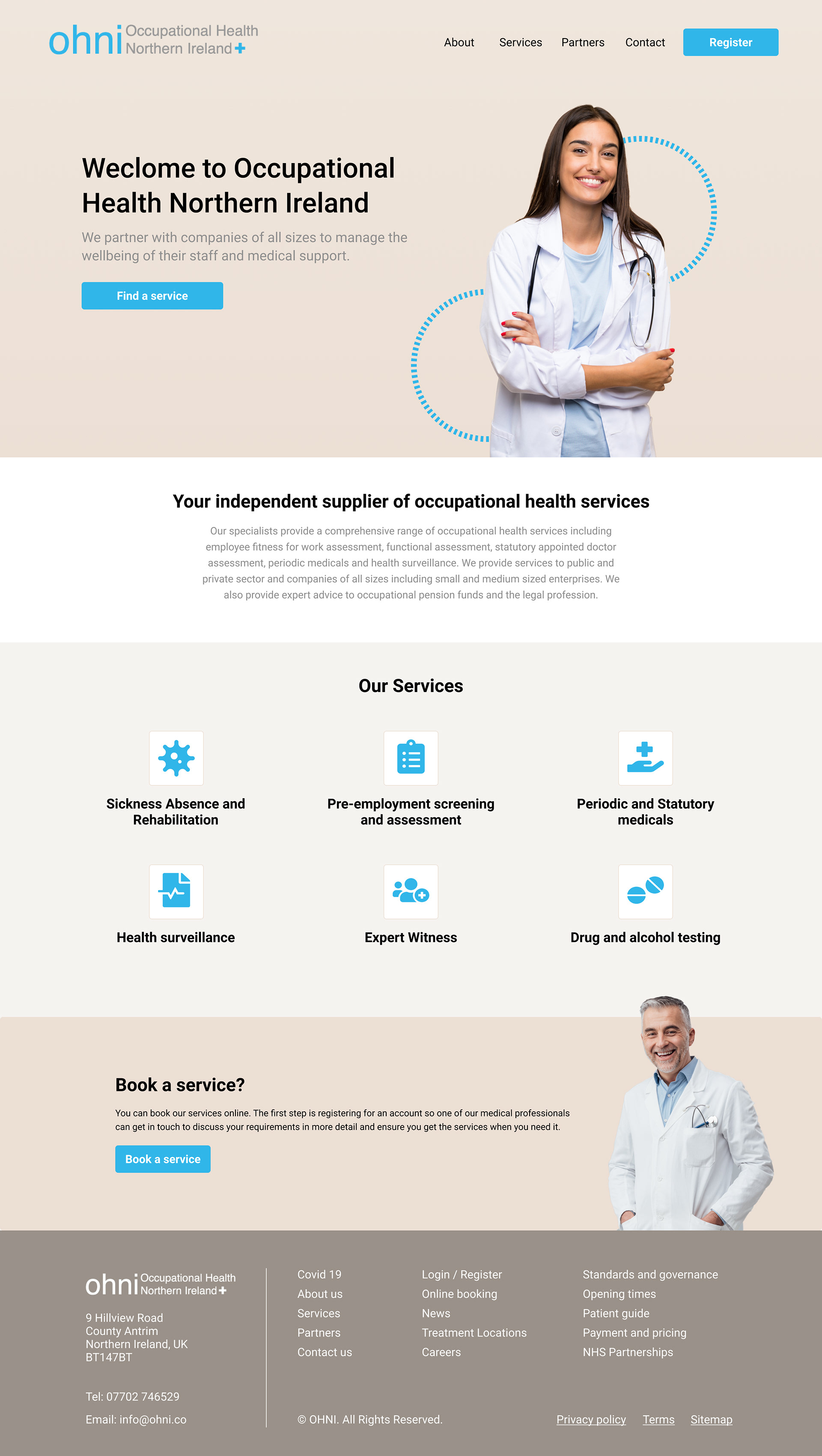 New OHNI homepage design