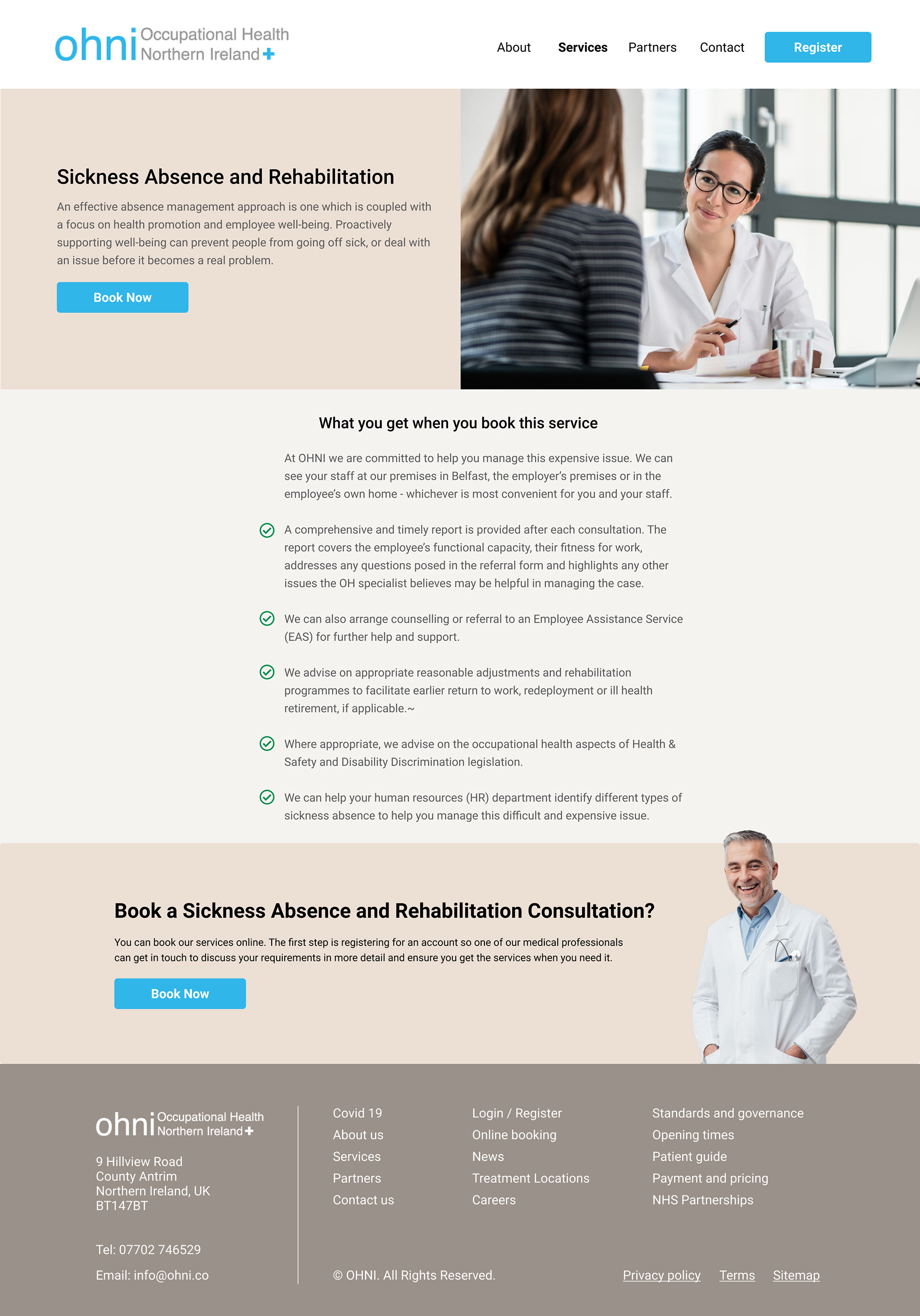 OHNI services page design