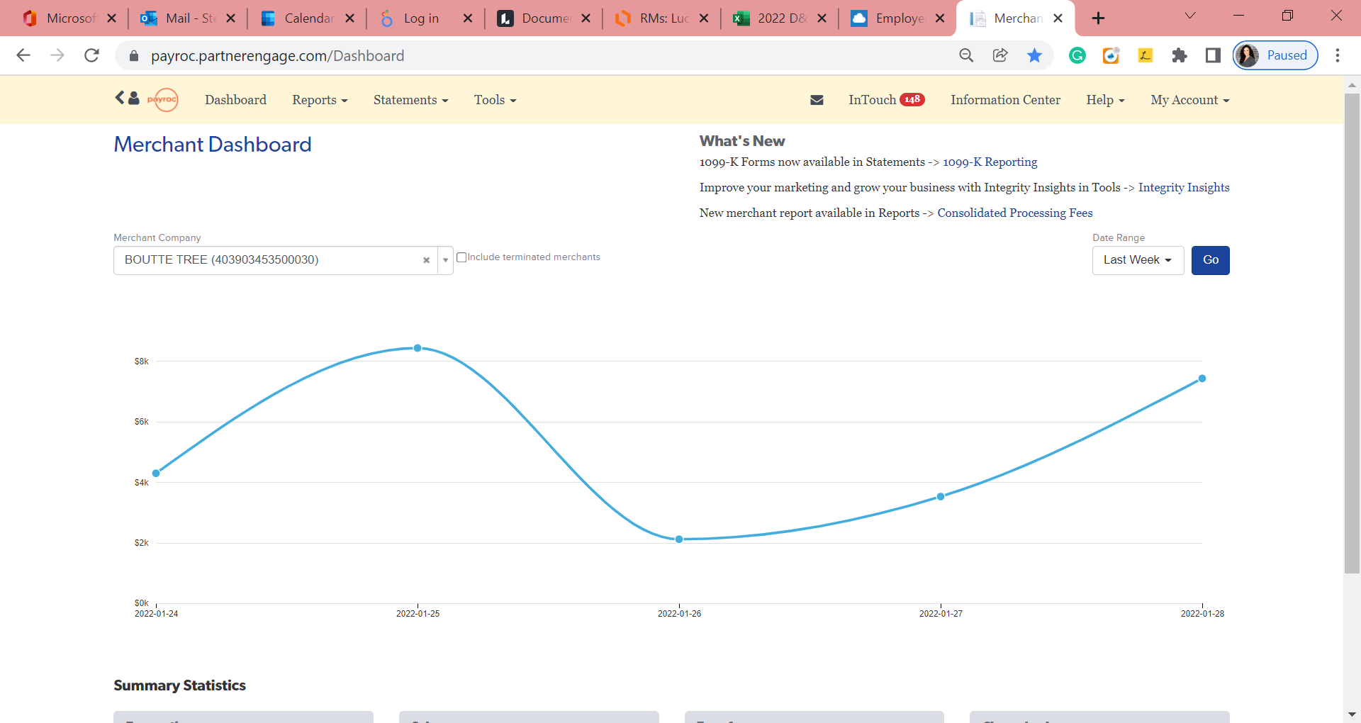 The original Payroc Partner Engage merchant dashboard