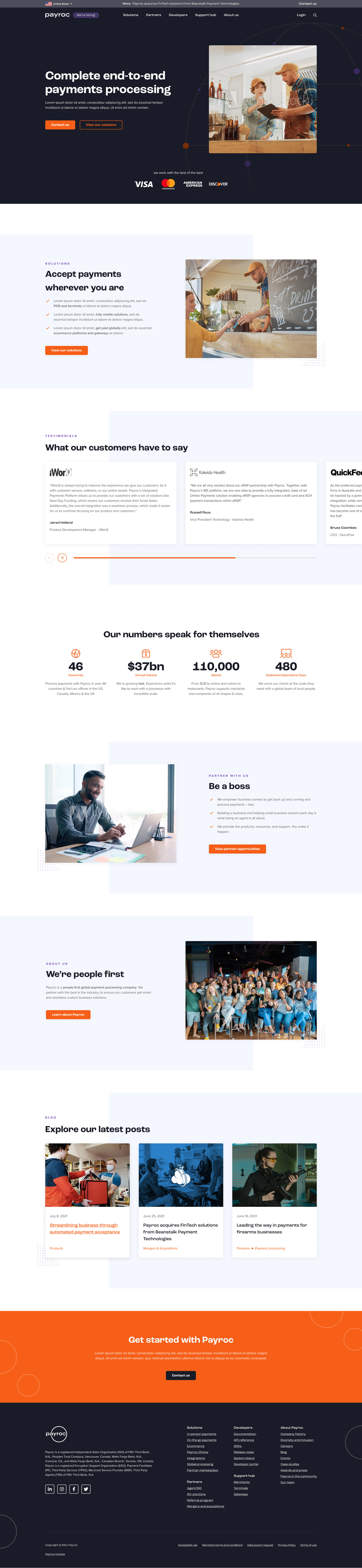 The redesigned Payroc marketing website