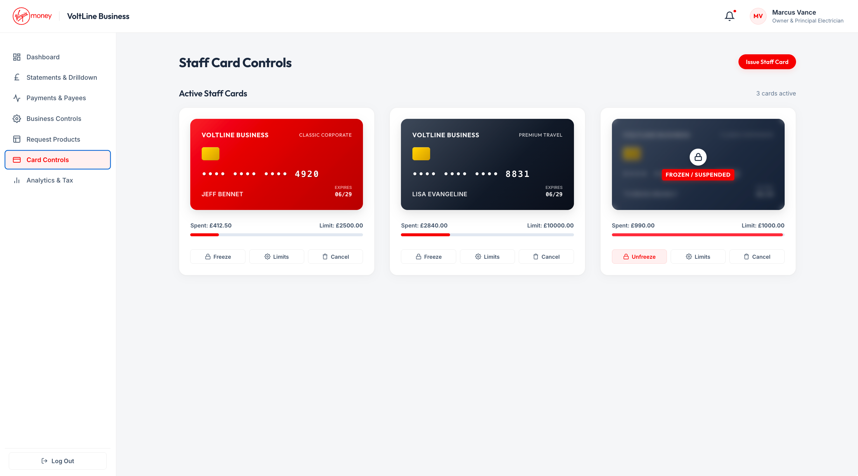 Virgin Money company cards for business banking customers